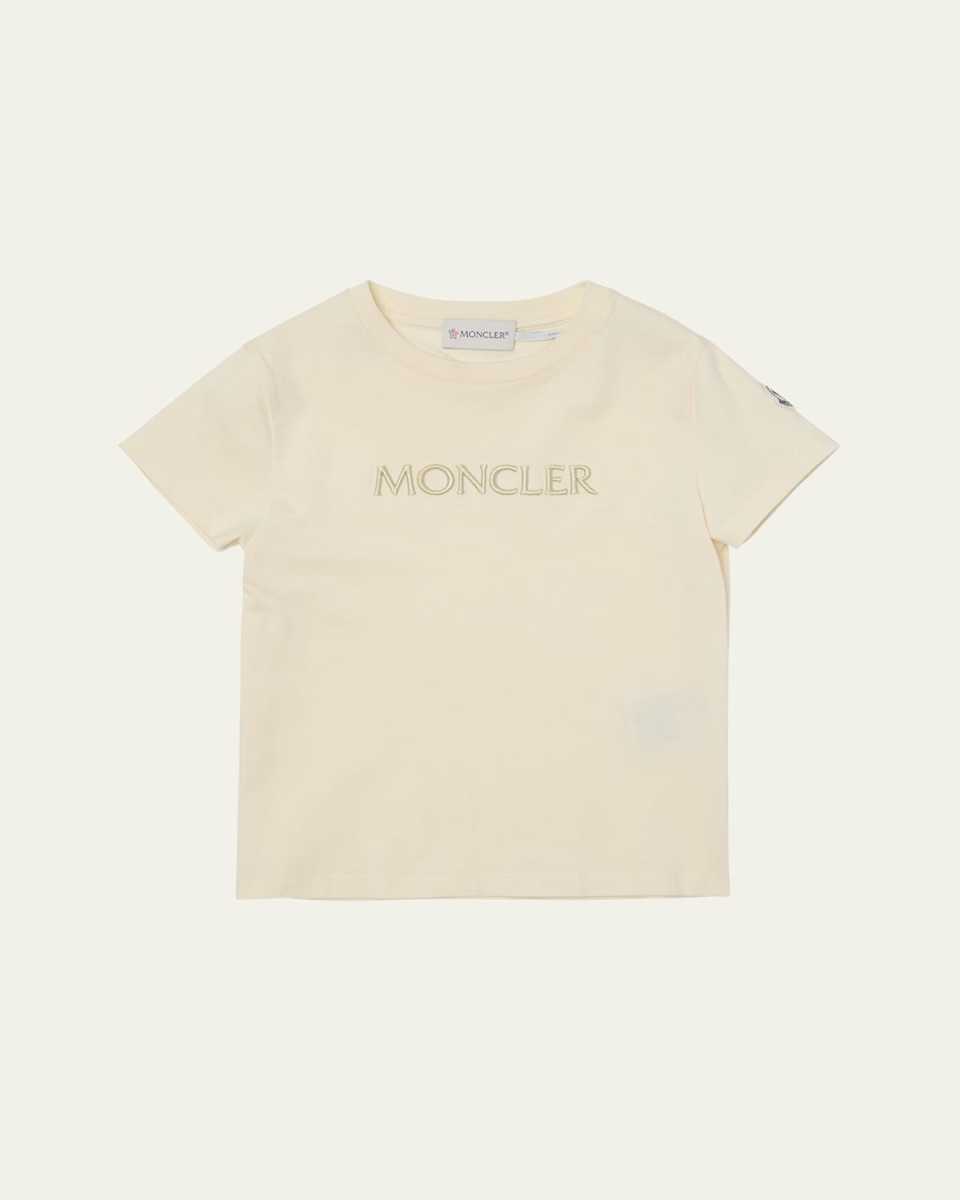 Girl's Tonal Logo Embroidery Short-Sleeve T-Shirt, Size 4-